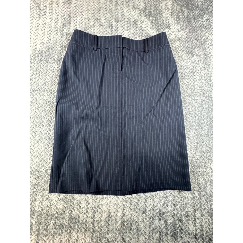 New York & Company Pencil Skirt Womens 4 Navy Blue Stretch Pinstripe Formal Wear